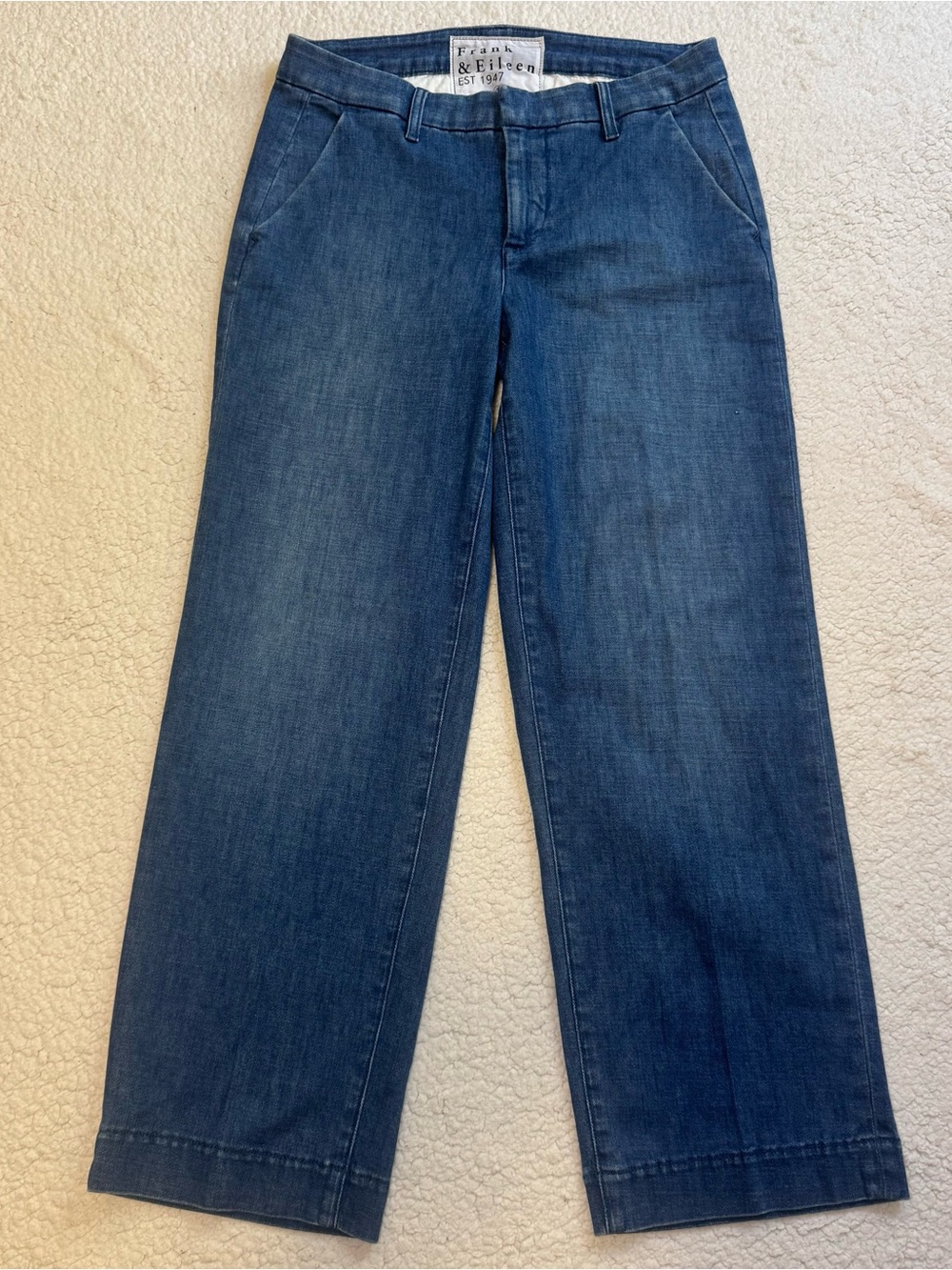 Frank & Eileen WESTPORT The Italian Wide Leg Chino Jean Blue 1984 Pants Size 4 - Picture 3 of 9